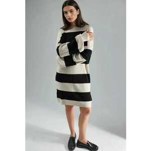 Rochie Mini - dungi - natural - tricot - imagine