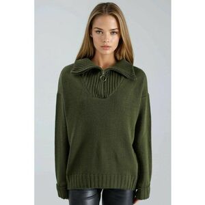 Pulover dama - oversized - verde kaki - tricot - One Size imagine