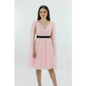 Rochie de seara midi din tul cu centura DARINNA - Roz deschis imagine