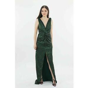 Rochie lunga de seara din paiete cu nod BLANCA - Verde inchis imagine