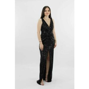 Rochie lunga de seara din paiete cu nod BLANCA - Negru imagine