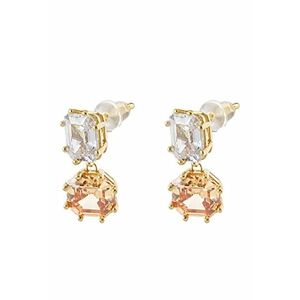 Cercei din argint placati cu aur de 18K si decorati cu zirconia - Auriu imagine