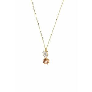 Colier placat cu aur de 18K si decorat cu zirconia - Auriu/Bej imagine