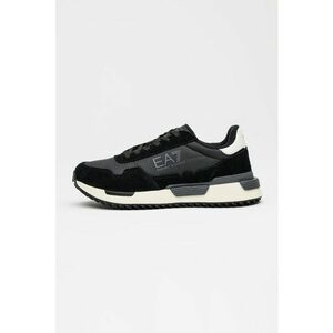 Pantofi sport din piele cu garnituri din piele intoarsa - Alb/Negru imagine