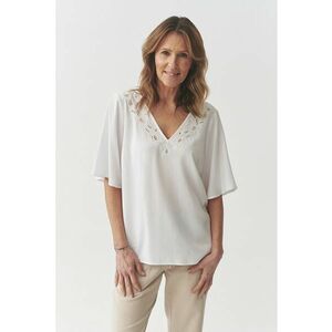 Bluza din lyocell cu maneci medi fluture - Alb optic imagine