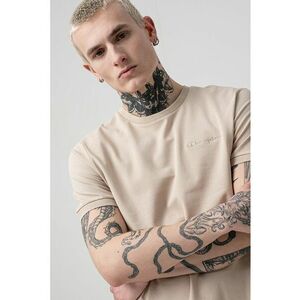 Tricou din material pique cu model uni - Bej imagine