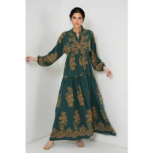 Rochie maxi - HiCCUP - imprimeu - decolteu in V - viscoza - Verde imagine