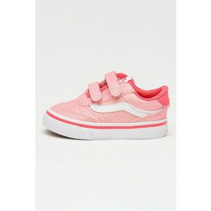 Tenisi Brooklyn cu inchidere velcro si piele intoarsa - Roz/Argintiu imagine