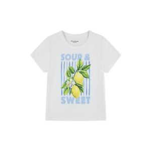 Tricou din amestec de bumbac cu imprimeu - Gri deschis/Galben imagine