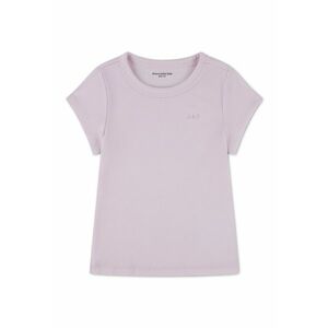 Tricou striat cu logo discret - Liliac prafuit imagine