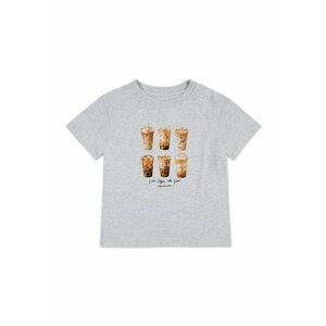 Tricou din amestec de bumbac cu imprimeu cafea - Maro scortisoara/Gri melange imagine