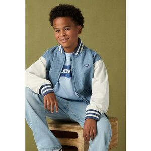 Jacheta bomber din denim - Alb/Albastru deschis imagine