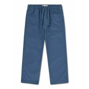 Pantaloni drepti din amestec de bumbac cu talie ajustabila - Albastru inchis imagine