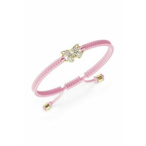 Bratara cu nod glisant si talisman fluture - Auriu/Roz imagine
