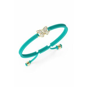 Bratara cu nod glisant si talisman fluture - Auriu/Turcoaz imagine
