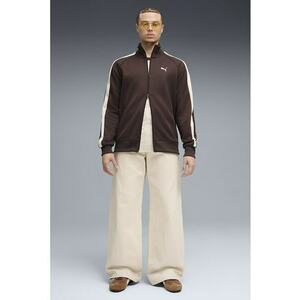Bluza de trening regular-fit cu fermoar bidirectional T7 Always On - Maro inchis/Alb fildes imagine