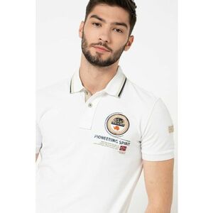 Tricou polo cu broderie pe piept - Alb/Grej/Bleumarin imagine