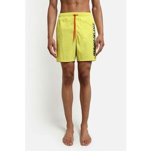 Pantaloni scurti de baie cu snur si imprimeu - Galben imagine