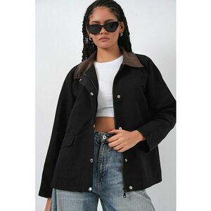 Geaca dama neagra - textil - cu buzunare - Negru imagine