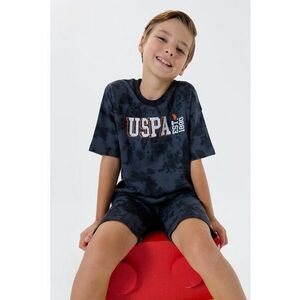 Trening scurt cu model logo si tie-dye - Albastru inchis/Albastru ultramarin imagine