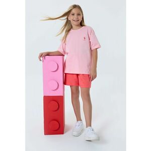 Trening lejer din bumbac cu imprimeu pe partea din spate - Coral/Roz pastel imagine