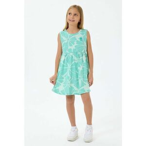 Rochie evazata fara maneci cu model floral - Turcoaz/Alb murdar imagine