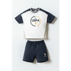 Set de tricou cu imprimeu si pantaloni scurti - 2 piese - Alb/Gri carbune imagine