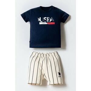 Set de tricou cu imprimeu si pantaloni scurti - 2 piese - Alb/Alb fildes/Albastru ultramarin imagine