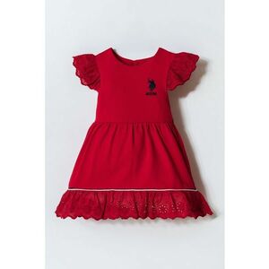 Rochie evazata din amestec de bumbac cu logo - Rosu inchis imagine