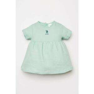 Rochie evazata din bumbac - Verde menta imagine