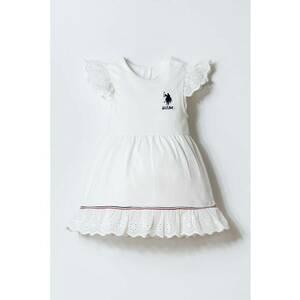 Rochie evazata din amestec de bumbac cu logo - Alb imagine