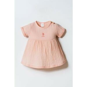 Rochie din bumbac cu logo - Roz somon imagine