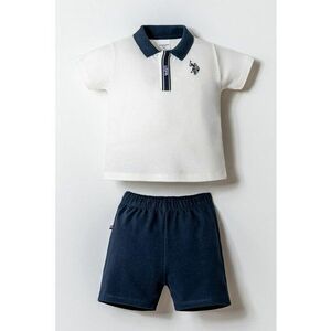 Set de tricou polo si pantaloni scurti - 2 piese - Alb/Bleumarin imagine