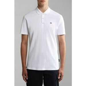 Tricou polo din bumbac cu detaliu logo - Alb imagine