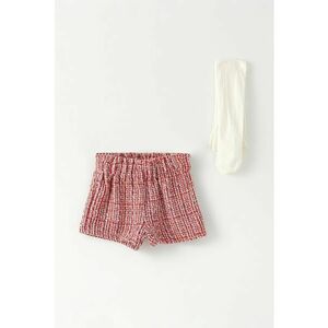 Set de pantaloni scurti si sosete lungi - Alb/Rosu stins/Caramiziu imagine