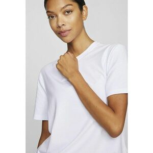 Tricou din amestec de bumbac organic cu decolteu la baza gatului - Alb optic imagine