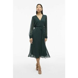 Rochie midi cu decolteu in V - Verde inchis imagine
