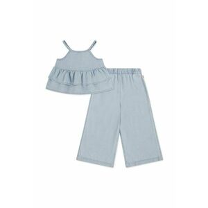 Set de blugi si top din denim - 2 piese - Albastru prafuit imagine
