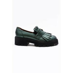 Pantofi loafer din piele cu canafi - Verde englez imagine
