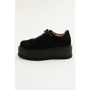 Pantofi flatform de piele intoarsa - Negru imagine
