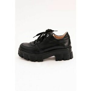 Pantofi de piele low-cut cu sireturi - Negru imagine