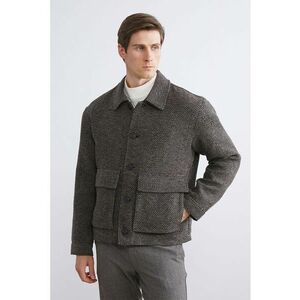 Palton regular fit cu nasturi - Negru/Maro melange imagine