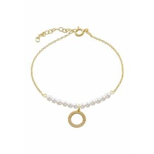 Bratara placata cu aur de 18K - perle si talisman - Alb/Auriu imagine