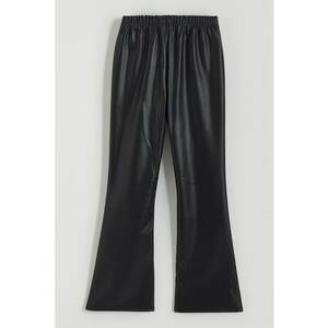 Pantaloni de piele ecologica cu talie elastica - Negru imagine