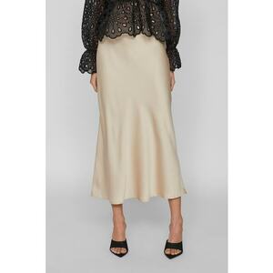 Fusta midi din satin Ellette - Bej imagine