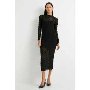 Rochie midi cu aspect semi-transparent - Negru imagine