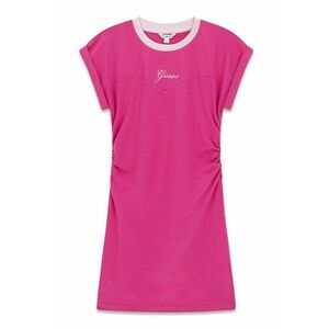 Rochie cu decolteu la baza gatului si maneci scurte - Fucsia imagine