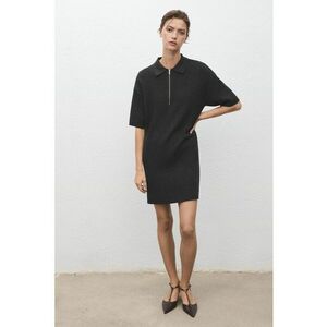 Rochie dreapta din amestec de lana cu decolteu cu fermoar scurt - Gri antracit imagine