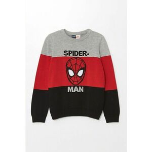 Pulover cu decolteu la baza gatului si model cu Spider-Man - Rosu/Negru/Gri imagine