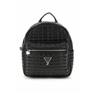 Rucsac mic cu barete textile si inimioare - Negru/Bej deschis imagine